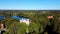 Aerial View of the Birinu Palace. Latvian Castle by Lake With Nice Garden, Drone Shot. Birini Manor, Vidzeme Region, Latvia