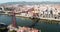 Aerial view of Bizkaia suspension Bridge in Portugalete, Spain