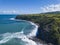 Aerial view of Black rocks and sea cliffs in St Kitts