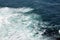 Aerial view of Black Sea waves and flying sea gulls near Burgas city , Bulgaria