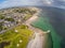Aerial view of Blackrock beach with Diving tower in Salthill