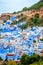 Aerial view of blue medina of city Chefchaouen,  Morocco, Africa