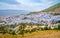 Aerial view of blue medina of city Chefchaouen,  Morocco, Africa