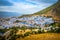 Aerial view of blue medina of city Chefchaouen,  Morocco, Africa