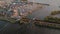 Aerial view of boat crossing aquaduct in Harderwijk, Veluwemeer The Netherlands