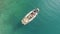 Aerial view of a boat in the crystal clear water