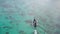 Aerial view of boat over amazing crystal clear sea water