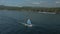 Aerial View Of Boat With Sail In Ocean In Bali, Indonesia.