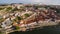 Aerial view of boats carrying wine in Porto Portugal, 17 july 2017.