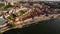Aerial view of boats carrying wine in Porto Portugal, 17 july 2017.