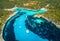 Aerial view of boats, luxury yachts and transparent sea