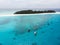 Aerial view of Boats Staying near Mnemba Atoll in Zanzibar - The Famous Spot for Snorkeling and Boat Tour