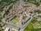 Aerial view of Bobbio, a town on the Trebbia river. Bridge. Piacenza, Emilia-Romagna. Italy