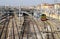 Aerial view of Bologna Centrale railway station in Italy