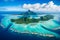 Aerial view of Bora Bora island, ai generative illustration