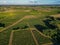 Aerial view Bordeaux Vineyard at sunrise, Entre deux mers, Gironde