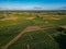 Aerial view Bordeaux Vineyard at sunrise, Entre deux mers, Gironde