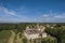 Aerial view Bordeaux Vineyard at sunrise, Entre deux mers, Rions