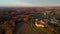 Aerial view of Bordeaux vineyard in winter, Rions, Gironde, France