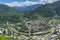 Aerial view of Borjomi, Georgia,famous for its mineral water.Picturesque Borjomi Gorge.Hiking in the Georgian nature.Green