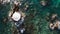 Aerial view of bouy floating in open sea