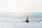 Aerial view of bouy floating in open sea