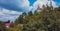 Aerial view of Bran castle or famous Dracula's castle, close to Bran, Romania on a cloudy summer day