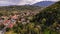 Aerial view of Bran town near the Bran castle