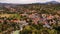 Aerial view of Bran town near the Bran castle