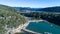 Aerial view of Brooklyn boat harbour village on Hawkesbury River Australia