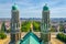 Aerial view of Brussels with two towers of Koekelberg basilica, Belgium