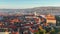 Aerial view of Budapest city skyline. Church of Mary Magdalene of Buda, Hungary