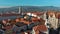 Aerial view of Budapest city skyline. Church of Mary Magdalene of Buda, Hungary