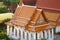 Aerial View of Buddhist Temple Ornate Roof and Exterior in Bangkok