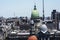 Aerial view of Buenos Aires and Plaza y Congreso de la Nacion with old domes in Buenos Aires, Argentina