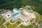 Aerial View OF Building Of Scientific Center For Medicine And Ecology In Summer Sunny Day. Top View. Drone View. Bird's