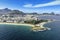 Aerial view of buildings on the Copacabana and Ipanema Beach in Rio de Janeiro