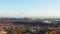 Aerial view. Buildings of an industrial city at sunset.