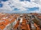 Aerial view on Buildings and street in Lisbona, Portugal. Orange roofs in city center