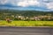 Aerial view Bulgarian Village. Mountains landscape.