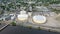 Aerial View of Burned Out Asphalt Refinery Storage Tank