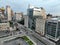 Aerial view of a bustling cityscape featuring prominent architectural structures in the USA