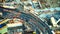 Aerial view of busy crossroad with moving cars in construction area. Hong Kong
