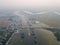 Aerial view busy fishing village at Kuala Kurau