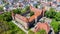 Aerial view of Bytow Castle. Gothic Teutonic castle and a former stronghold for Pomeranian dukes in Bytow, Poland