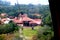 Aerial view of cable car and oriental village