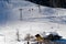 Aerial view of cableway and hotels in switzerland ski resort of