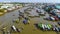 Aerial view of Cai Rang floating market, Can Tho, Vietnam. Cai Rang is famous market in mekong delta, Vietnam. Tourists, people