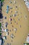 Aerial view of Cai Rang floating market at sunrise, boats selling wholesale fruits and goods on Can Tho River, Mekong Delta region