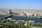 Aerial view of Cairo city, Panoramic view and the skyline of the city with the river Nile, skyscrapers